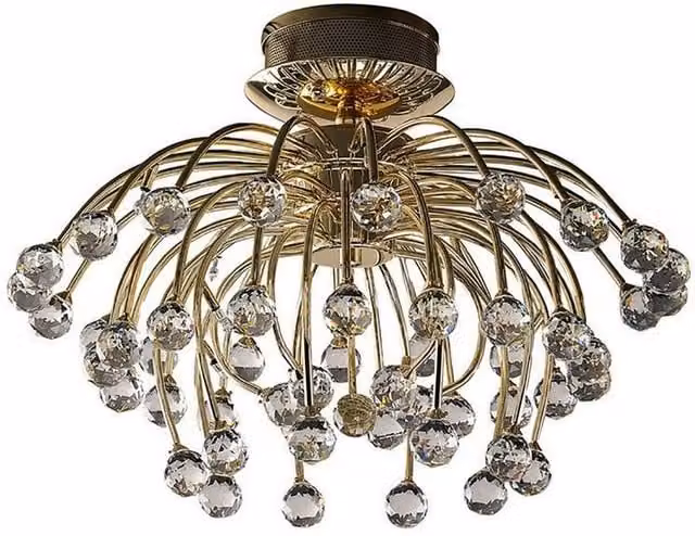 Netlighting Xeena Modern Crystal Ceiling Light in Gold with 10 G4 Sockets – 1