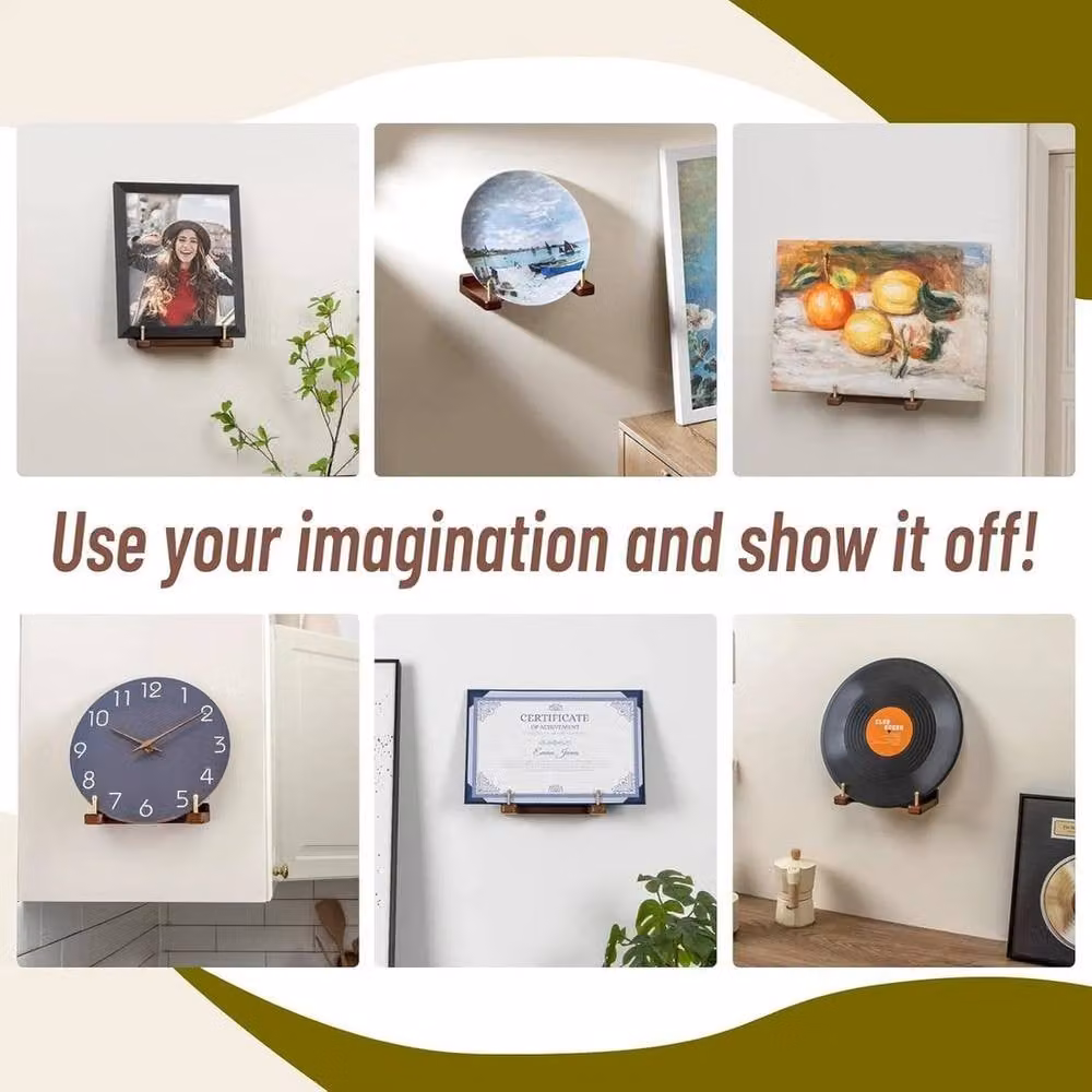 FORGEVIO Brown Wood Plate Holder Wall Display Hanger – 5