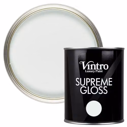 Vintro High Gloss Water Based Interior and Exterior Paint for Walls, Wood and Trim, White/Hint of Green - Honeydew, 1 l
