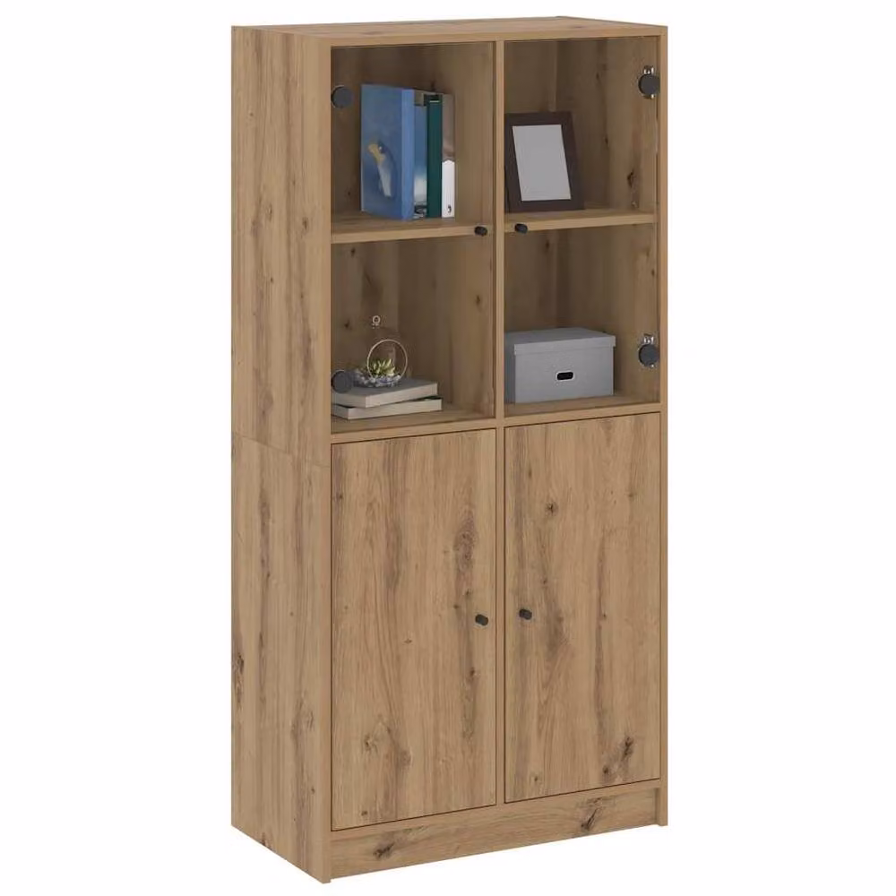 Berkfield Home Artisan Oak Highboard with Hinged Doors in Brown, W/D/H: 68 x 37 x 142 cm – 3