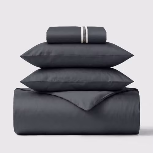 Bedable 460 Thread Count 100% Cotton Sateen Bedding Set in Grey, Double Size (140 x 200 cm)