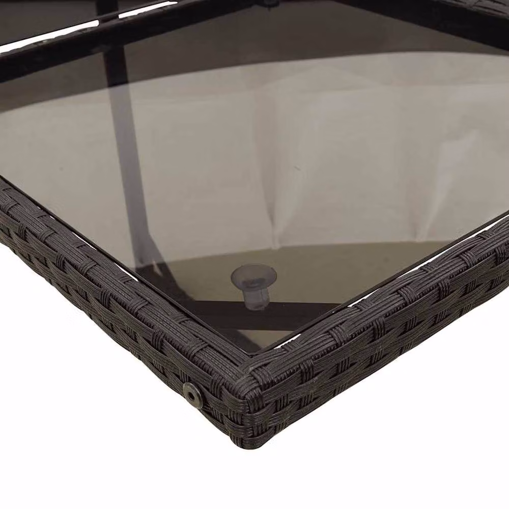 Berkfield Home Modern Polyrattan Garden Dining Set with Glass Tabletop in Black – 3