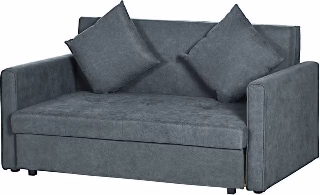 HOMCOM Modern Snow Flannel Loveseat Sofa Sleeper with 2 Cushions, Dark Grey