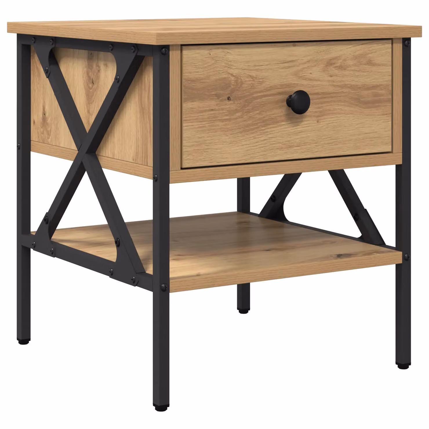 Berkfield Home Artisan Oak Bedside Table in Beige, W/D/H: 40 x 42 x 45 cm – 2