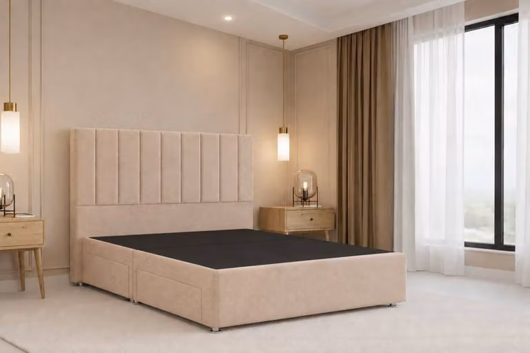 Nexus Mattresses Ltd Kyoto Plush Hybrid Sprung Divan Set with 54 inch Headboard, Beige, W/D/H: 90 x 200 cm