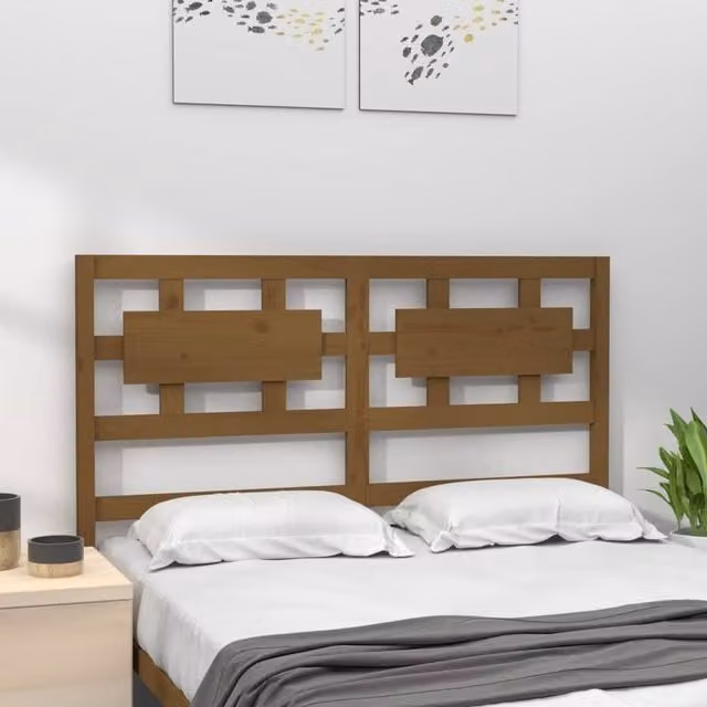 Berkfield Home Beautiful Bed Headboard in Honey Brown Solid Pine Wood, W: 125.5 cm, D: 4 cm, H: 100 cm – 1