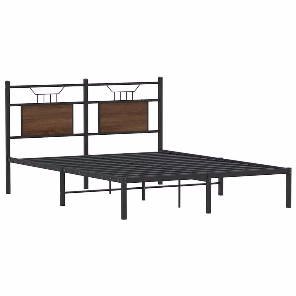 Berkfield Home Brown Oak Bed Frame in Engineered Wood W/D/H: 137 x 190 cm – 2