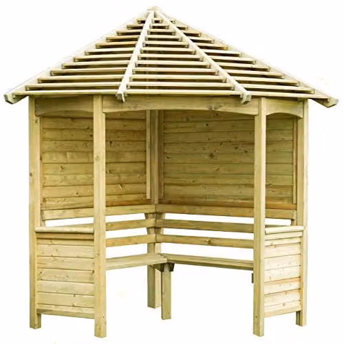 Forest Garden Venetian Corner Arbour in Brown Wood – 1