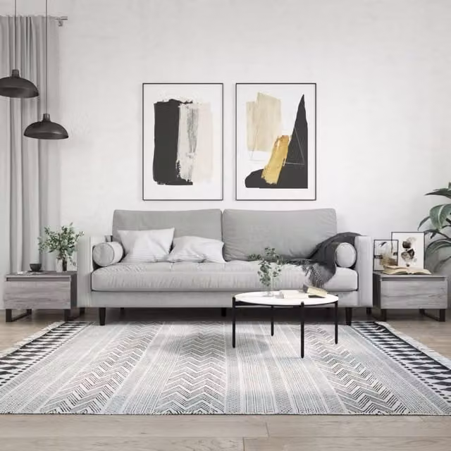 Berkfield Home Set of 2 Grey Sonoma Nesting Coffee Tables, W/D/H: 50 x 46 x 35 cm – 1