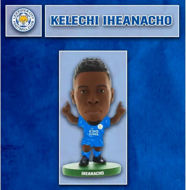 SoccerStarz Kelechi Iheanacho Leicester City Home Kit Classic Mini Figure, Blue, Number 8