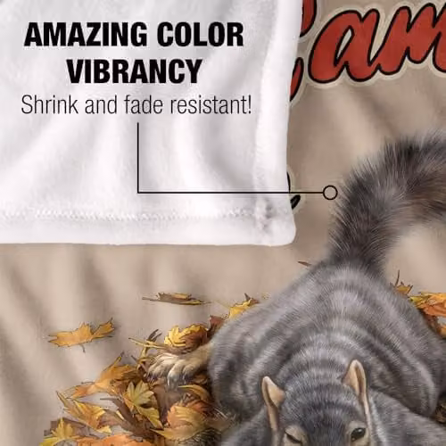 JQ Licensing James Piazza Crazy For Camping Squirrel Silky Touch Super Soft Fleece Throw Blanket, White, W/D/H: 152 x 127 cm – 3