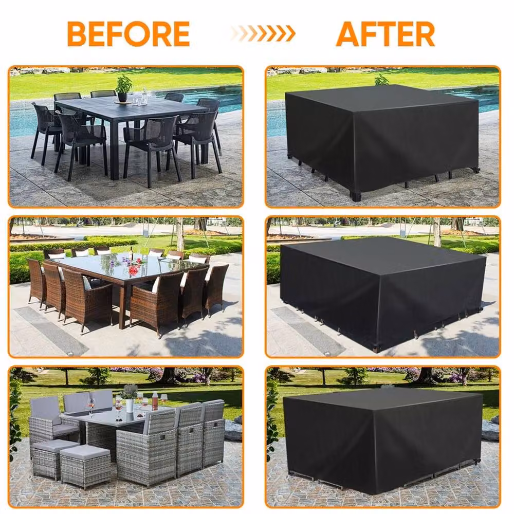 EONLION Heavy Duty Garden Furniture Cover, Black, W/D/H: 115 x 115 x 70 cm – 3