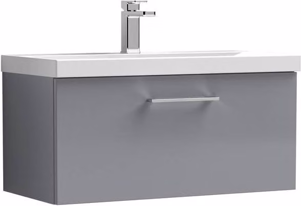 Balterley Wall Hung Bathroom Vanity Unit with 1 Soft Close Drawer, Satin Grey, Width: 80 cm – 1