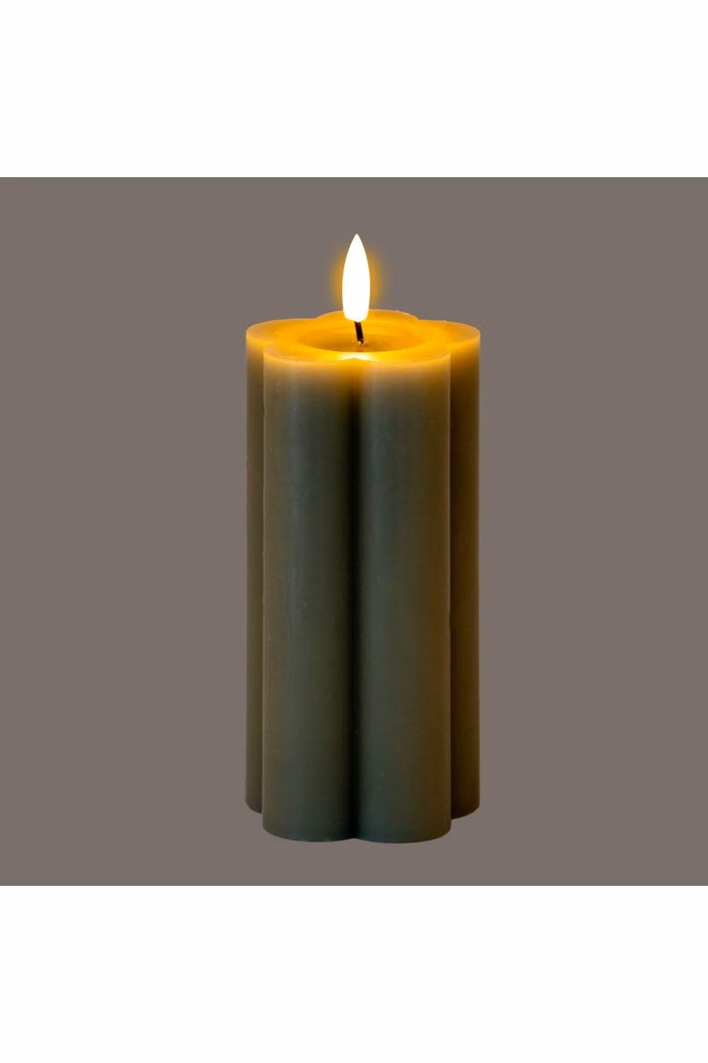 KDMD Luxe Collection Grey Pillar LED Candle with Flicker Effect, Real Wax, H: 15.24 cm, W: 6.985 cm, D: 6.985 cm – 2