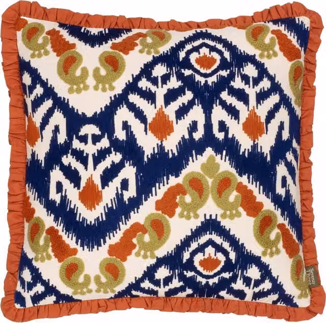 Terrys Graphic Cotton Square Cushion, Orange and Blue, W/D/H: 45 x 45 x 45 cm – 1