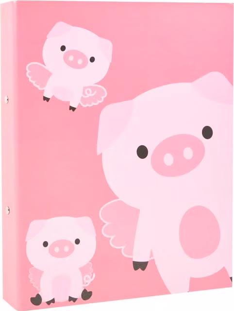i doodle Pink Pig Ring Binder for School