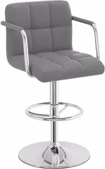 netfurniture Prime Adjustable Bar Stool with Armrests in Brown and Grey Synthetic Leather