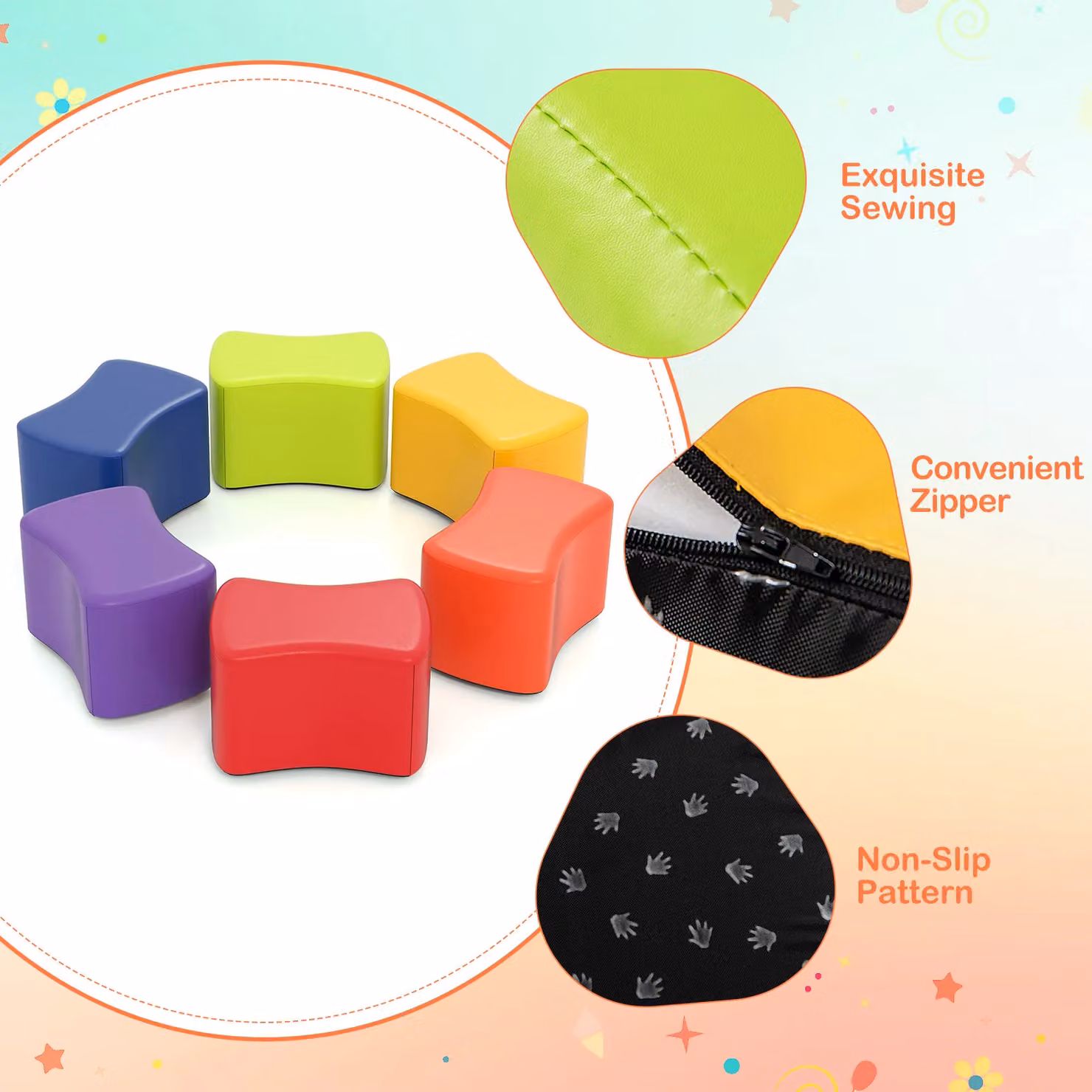 Costway 6-Piece Butterfly Modular Soft Foam Seating Set in Multicolour Synthetic Leather – 5