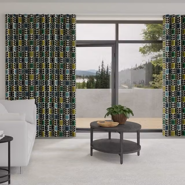 Orla Kiely Spot Flower Stem Made to Measure Blackout Wave Curtains in Blue, Green and Multicolour