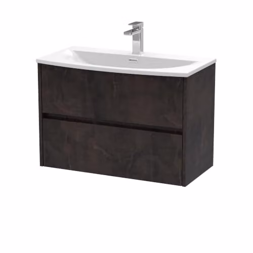Balterley Modern Wall Mounted 2 Drawer Bathroom Vanity Unit with Basin in Matt Grey, W/D/H: 81 x 44 x 56.4 cm – 4
