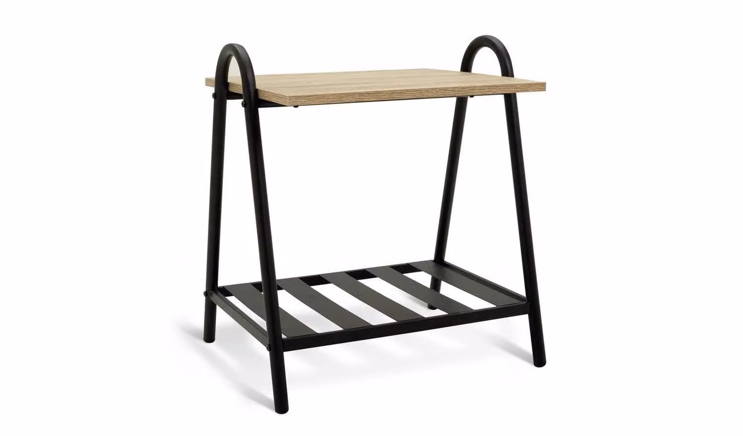 Turner Black Modern Bedside Table Wood and Metal Bedroom Nightstand
