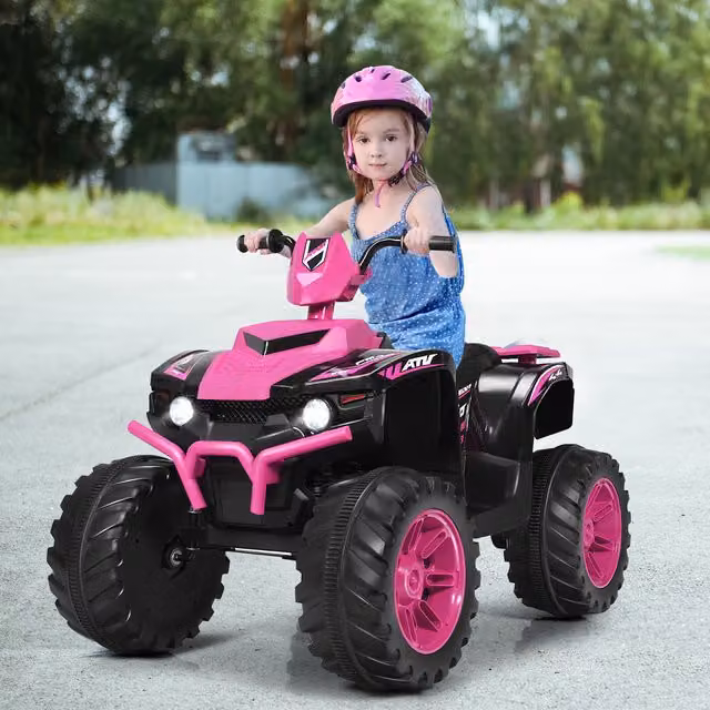 Costway 12V Electric Kids Quad ATV Ride on Car with Light and Sound, Pink