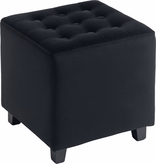 HOMCOM Grey Velvet Square Cube Ottoman