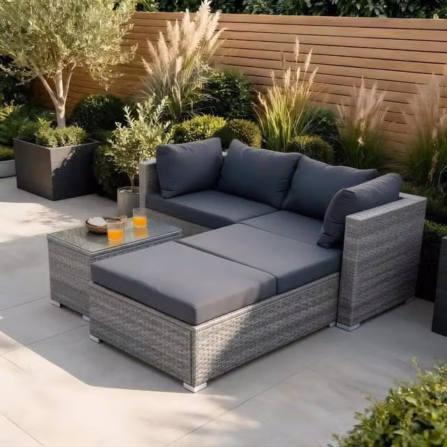 Home Source Solara 5 Piece Modular Outdoor Garden Set in Grey