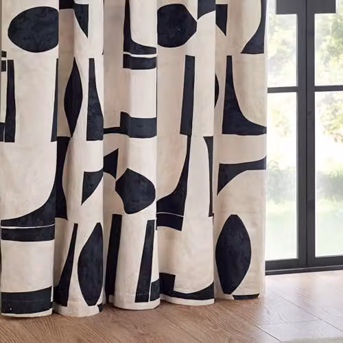 HOEM Carro Abstract Geometric Eyelet Curtains in Blue, W/D/H: 229 x 183 cm – 4