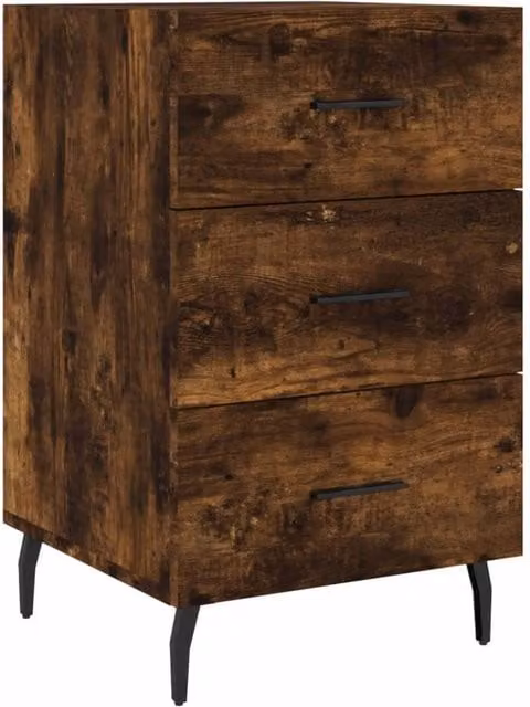 Berkfield Home Smoked Oak Bedside Cabinet in Brown, W/D/H: 40 x 40 x 66 cm – 1