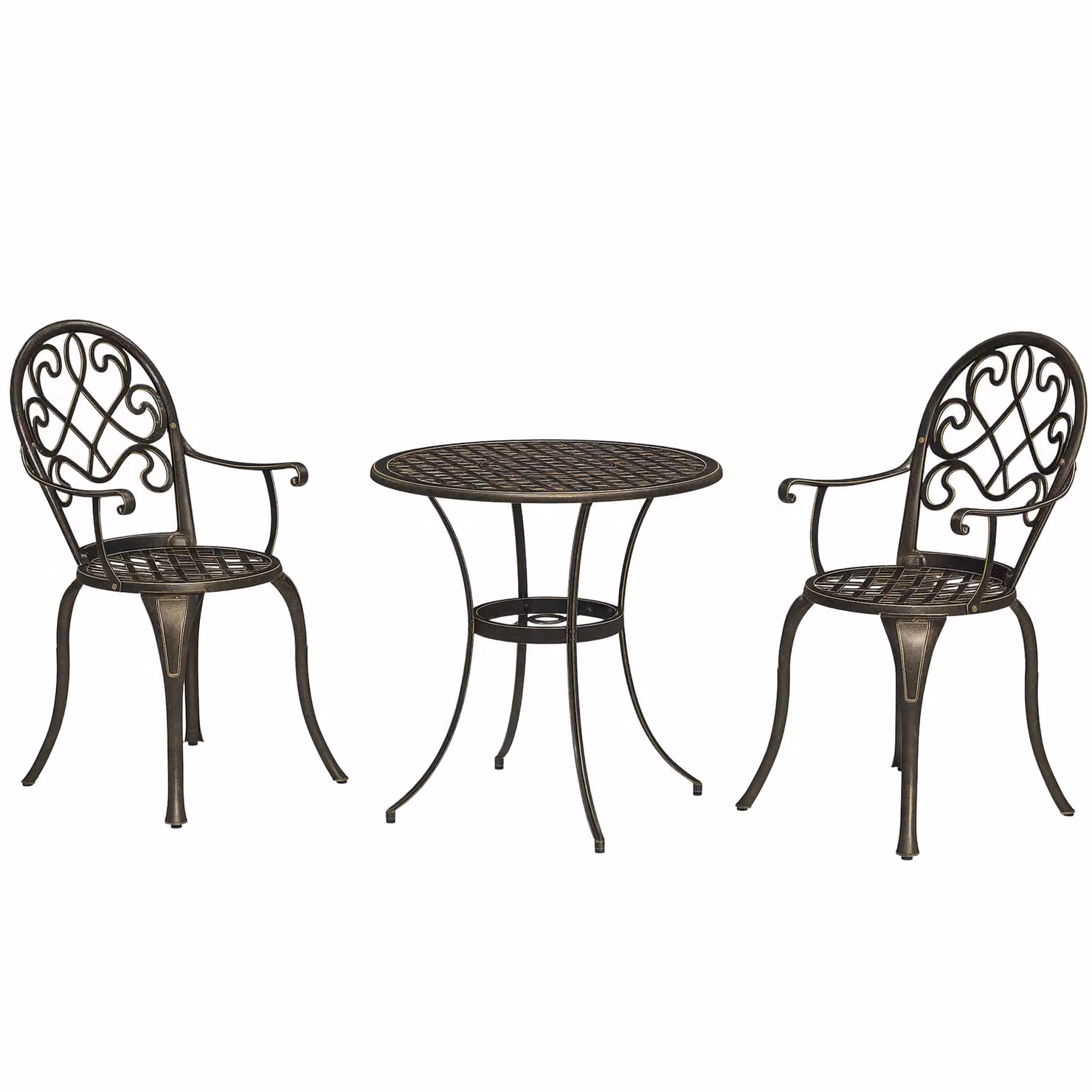 OUTSUNNY 3-Piece Aluminium Bistro Garden Set in Bronze Tone – 2