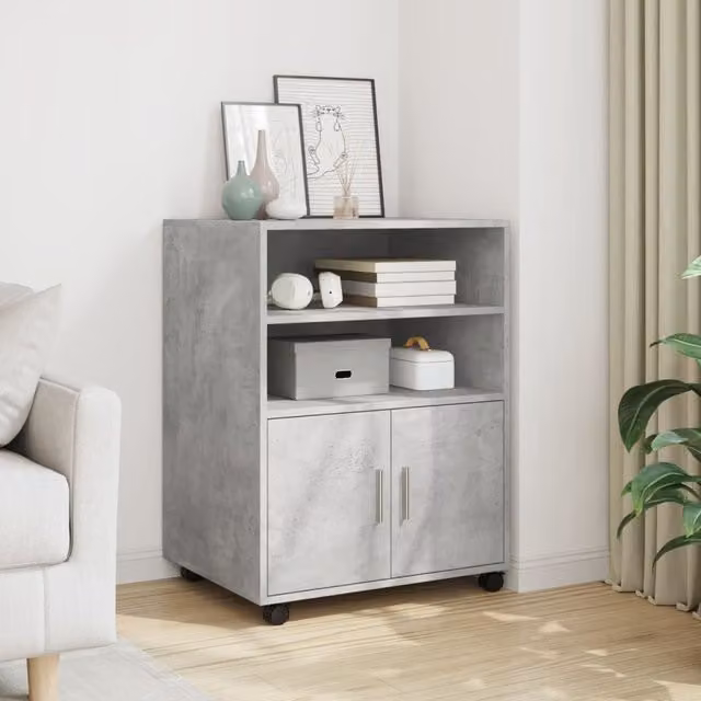 Berkfield Home Rolling Cabinet in Concrete Grey, W/D/H: 60 x 48 x 81 cm
