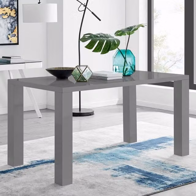 FurnitureboxUK Pivero 6 Seat High Gloss Modern Rectangular Kitchen Dining Table in Grey