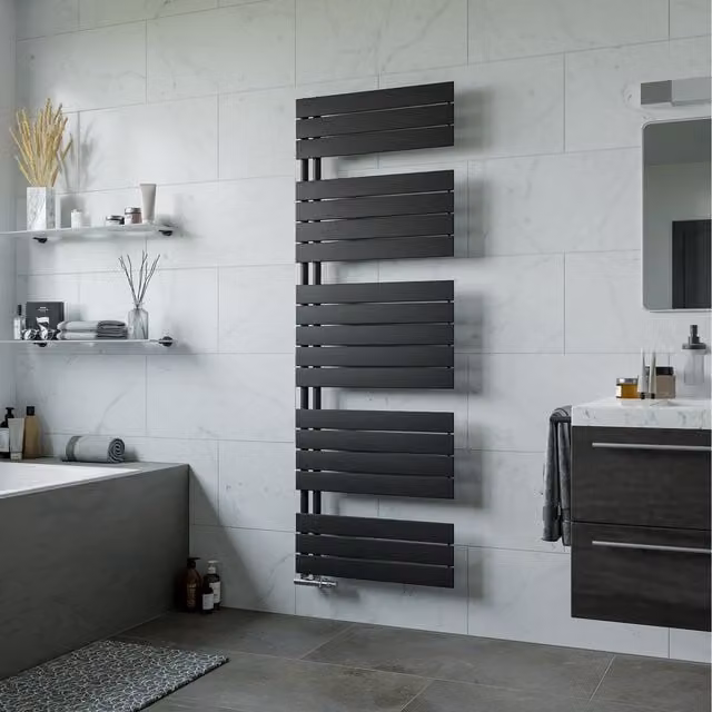 Agadon Panio UP Designer Steel Towel Radiator in Black, H 172 cm x W 60 cm x D 60 cm