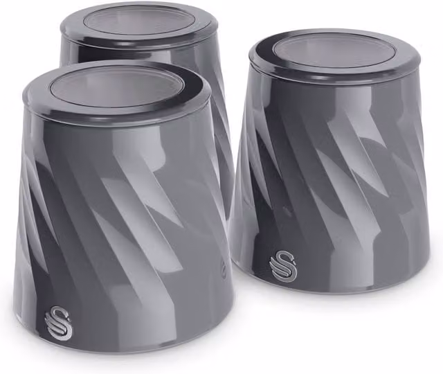 Swan Set of 3 Grey Transparent Ceramic Canisters