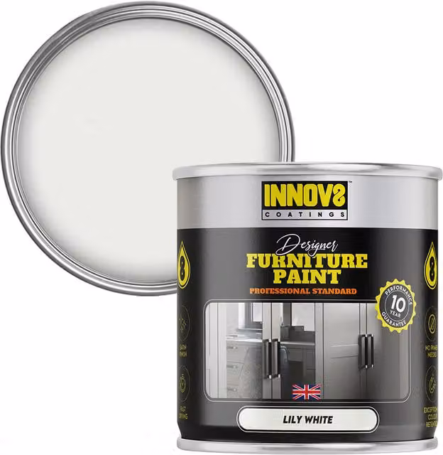 Innov8 Coatings Designer Furniture Paint, White, Satin Gloss, 0.75 l