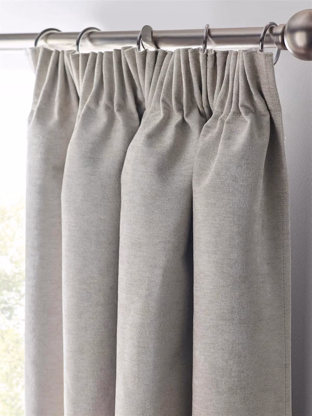 Luxury Living Silver Chenille Blackout Pencil Pleat Top Curtains, W: 117 cm, H: 96.5 cm – 2