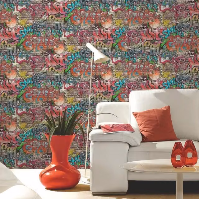 Erismann Abstract City Multicolour and Blue Wallpaper Roll