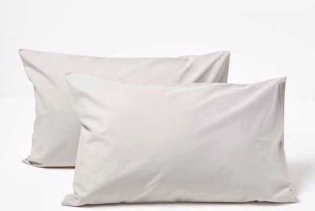 Homescapes Grey Cotton Kids Pillowcases, 2 Pack, W/H: 40 x 60 cm
