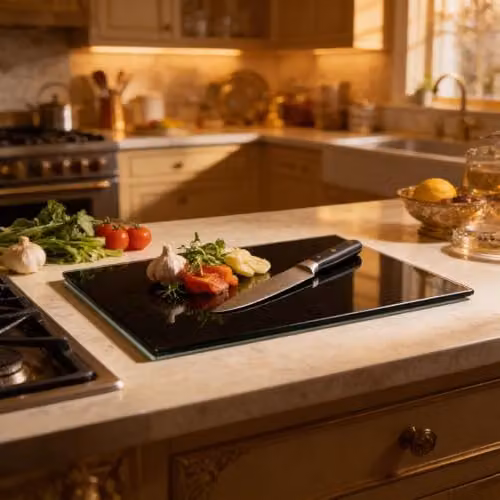 Harbour Housewares Rectangular Glass Chopping Board in Black, W: 30.5 cm, D: 20 cm – 6