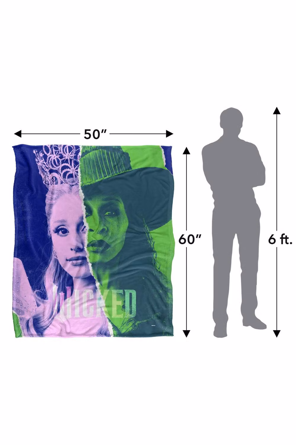 NBCU Wicked Glinda and Elphaba Torn Poster Throw Blanket, Multicolour, W: 152.4 cm, D: 127.0 cm – 3