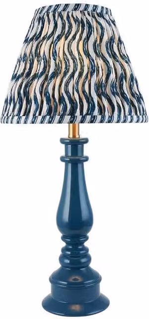 Netlighting Myrtle Blue Table Lamp with Blue Fabric Ripple Shade, Diameter: 25 cm, B22 – 1