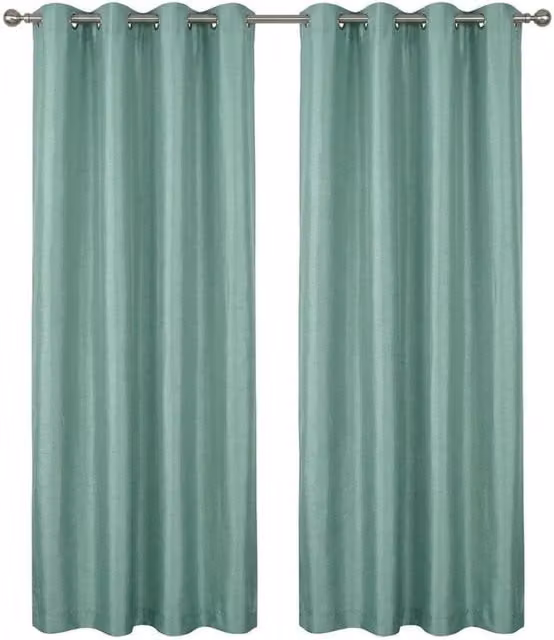 Home Luxe Interior Moss Green Faux Silk Eyelet Curtains, 1 Pair, Width: 167 cm, Drop: 137 cm – 1