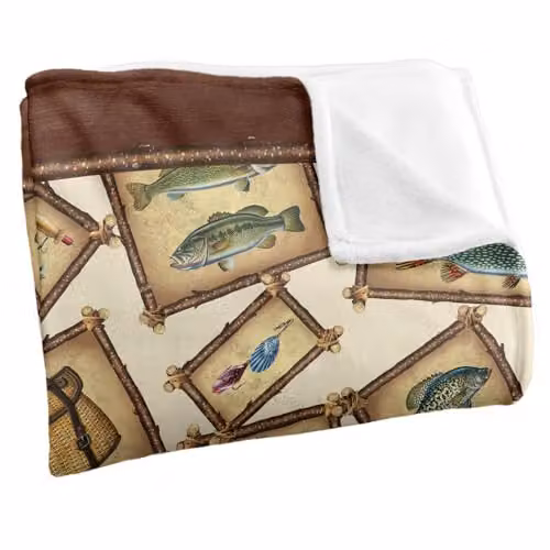 JQ Licensing Lodge Fishing Silky Touch Super Soft Fleece Throw Blanket, Multicolour, W: 91 cm, H: 147 cm – 2