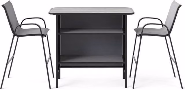 Hinsinc Grey 3-Piece Modern Patio Bar Height Table and Chairs Set – 1