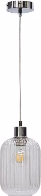First Choice Lighting Batley Suspended Pendant Light with Transparent Ribbed Glass and Chrome Fitting