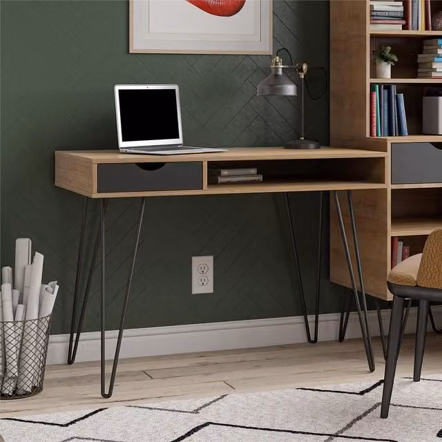 Novogratz Concord Mid-Century Computer Desk in Black and Brown