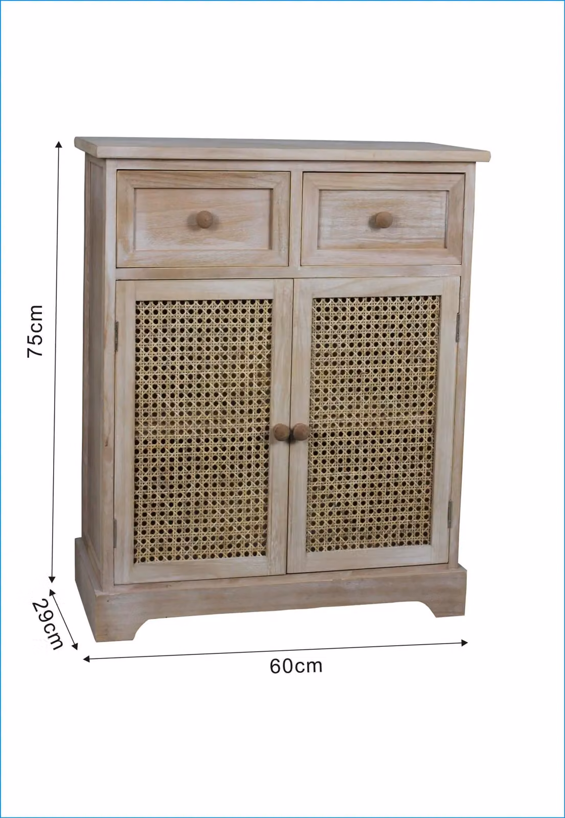 Home Source Scandinavian Wood Storage Cupboard with Hinged Doors and 2 Internal Drawers in Sand – 2