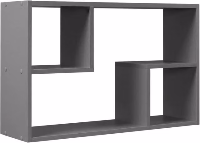 Kelvenix Rectangular Wooden Floating Wall Mounted Display and Storage Shelf in Grey, W: 61.0 cm, H: 38.0 cm, D: 16.5 cm – 1