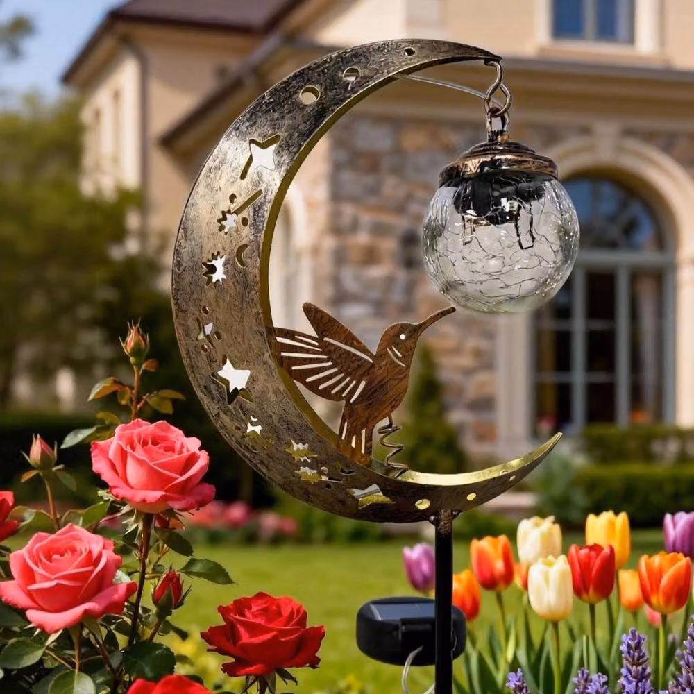 Quipulse Solar-Powered Hummingbird LED Ground Spike Light in Bronze and Multicolour – 3
